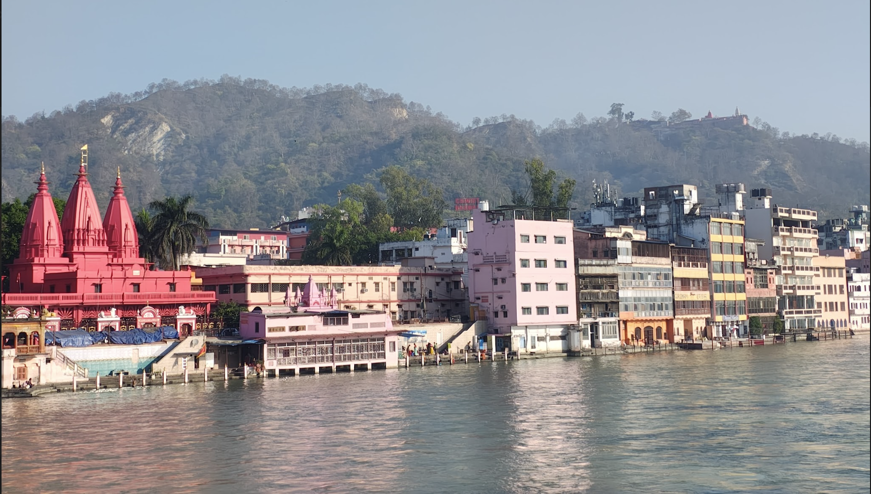 Ganga in Haridwar. The water is vibrant blue and green and not brown like in Varanasi.